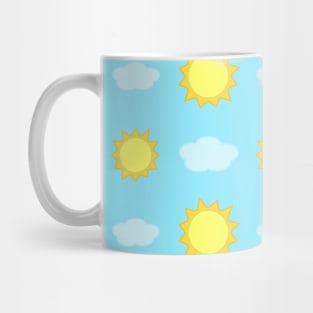 Sun and Clouds Pattern in Light Blue Mug